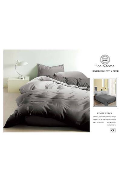 Sonia-home Lenjerie de pat 6 piese Sonia-home, pat dublu, bumbac finet, 220x2...
