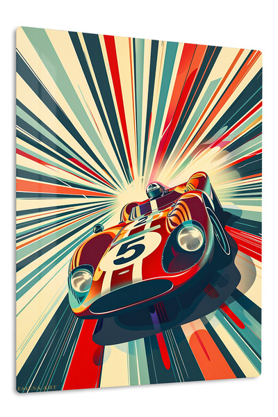 Emesa Art Vintage Race Car Number 5 Metal Wall Art