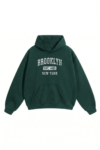 DASH WEAR Unisex Men'S/Women's Brooklyn Printed Oversize Cotton Hooded Sweats...