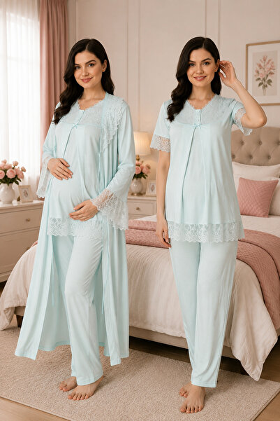 by İGP Lace Maternity Cotton Pajama Set