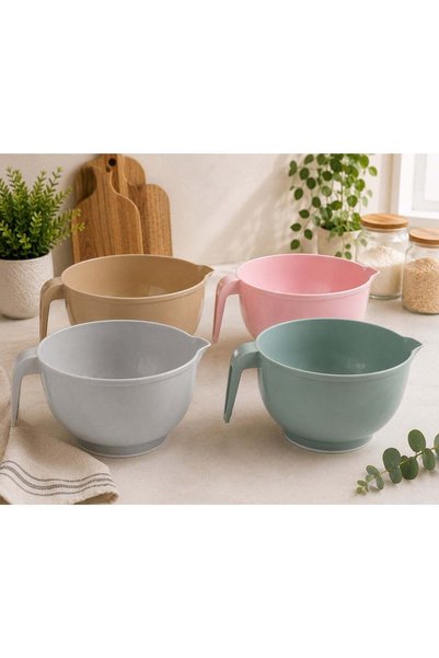 Özmet Ozmet BPA-Free Mixing Bowl, Plastic Bowl, salad bowl, serving bowl, soup bowl, Nesting Mixing Bowl Set, with Pour Spouts and Comfortable Handles and Non-Slip Base Space Saving Design for Cooking, serv