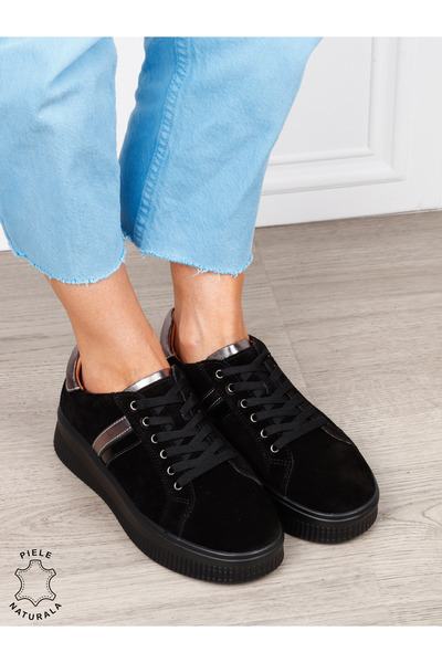ANGEL BLUE Pantofi sport din piele naturală intoarsa cu finisaje premium 1811...