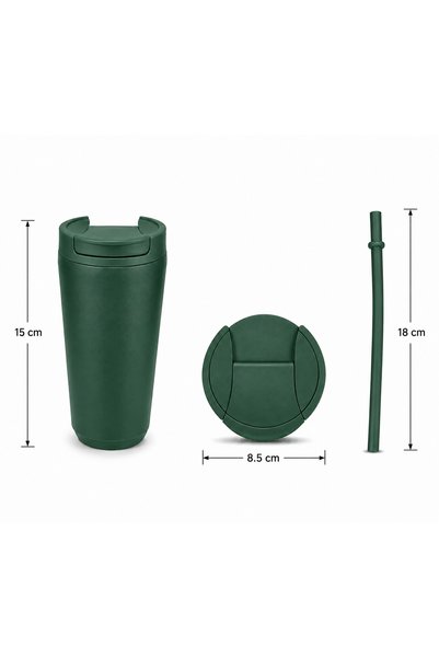 Generic Brand 12oz 350ml Stainless Steel Insulated Coffee Mug in Dark Green Color