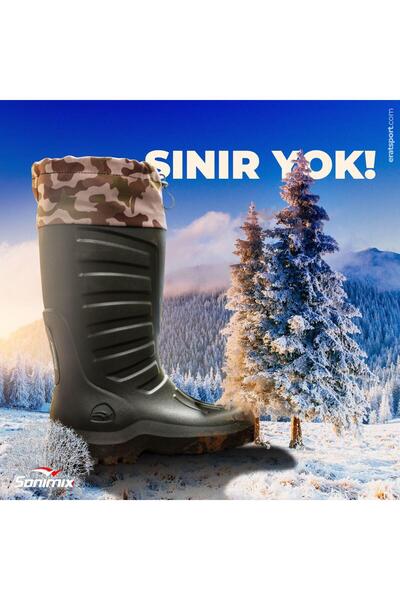 Sonimix Khaki Eva Thermal Rubber Boots with Socks