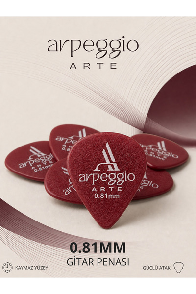 arpeggio ARTE ABS Series Tekli Kırmızı 0.81mm Gitar Penası | Kaymaz Yüzey - Pena