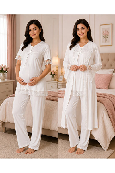 by İGP Lace Maternity Cotton Pajama Set