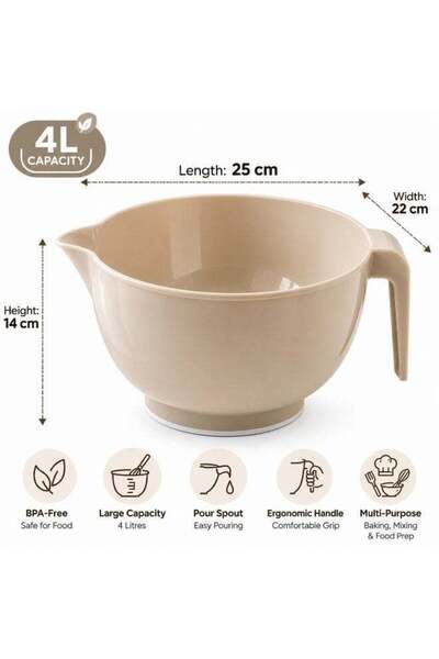 Özmet Ozmet 4L Large Kitchen Mixing Bowl with Handle & Pour Spout | BPA-Free ...