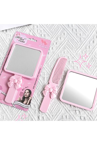 Generic Brand 2-in-1 Mirror and Comb in Elegant Pink Design