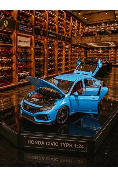 OYUNCAKSAHİLİ Honda Civic type r Metal 1.24 Ölçek Mavi Diecast HONDA CIVIC TY...