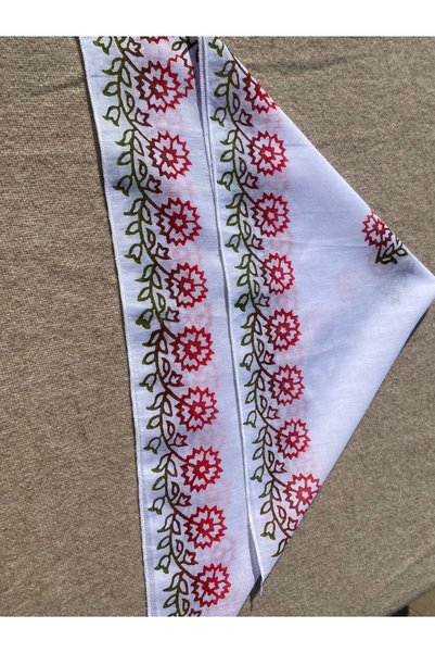 leillART Red Green Floral Handmade Bandana 51 X 51