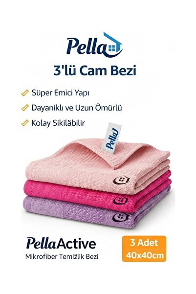 Genel Markalar 3'lü Ekstra Büyük Emici Mikrofiber Cam ve Temizlik Bezi Seti (...