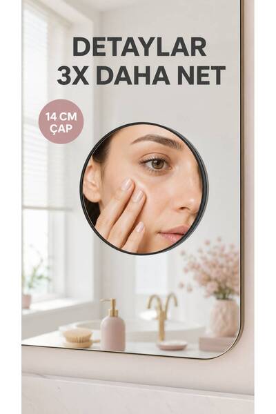 Evgereçlerim Çukur Makyaj Aynası 3x Büyüteçli Ayna 14 cm