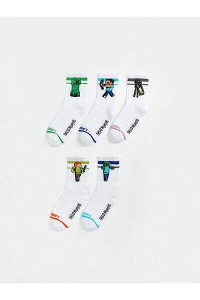 LC Waikiki Karışık Minecraft Baskılı Erkek Çocuk Soket Çorap 5 li (W6)