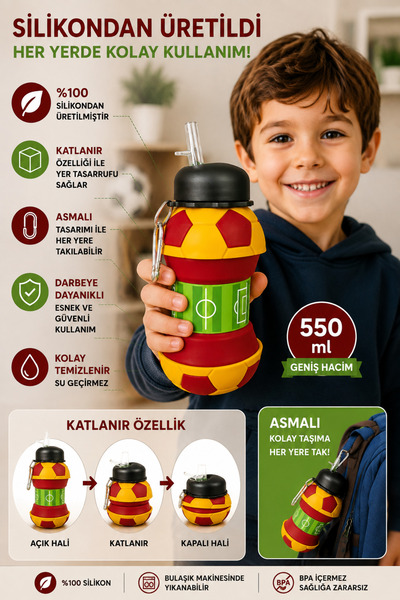 MİMOZA PARK %100 Silikon Açılır Kapanır Suluk Ve Matara Çocuk Yetişkin Sporcu...
