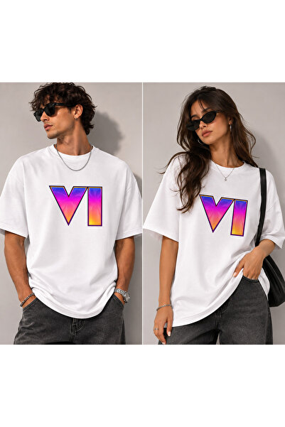 Dupe Design Μπλουζάκι Vice City με στάμπα, Unisex, Oversize
