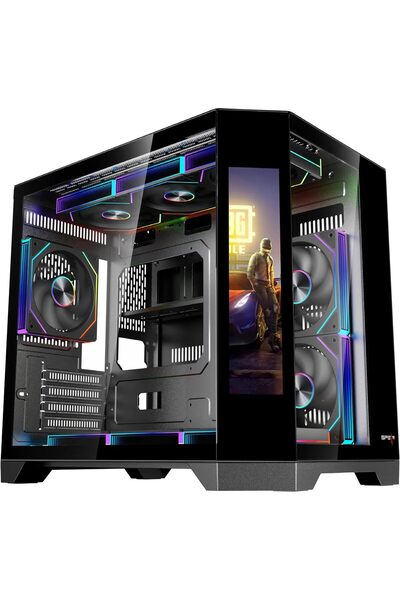 SPEARPC علبة كمبيوتر DOST 60 Mini ATX مع إضاءة RGB بحجم 9.2 بوصة، و6 مراوح AR...