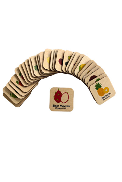 Mind of Toys Memory Cards Matching Game, Fruits, 20 Pairs / 40 Wooden Cards