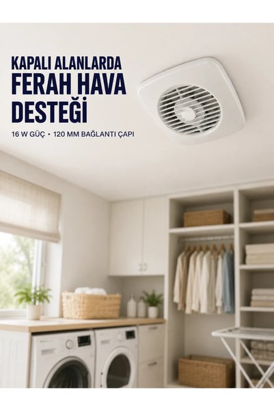 ZEMİRA HOME 120 mm Dekoratif Aspiratör 16 W 180 m³/h Banyo Mutfak ve WC Havalandırma Fanı
