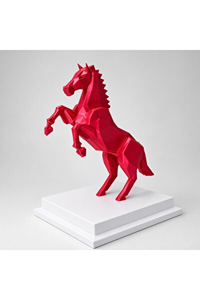 DoBi3D Dekoratif Şahlanan At Heykeli 15 cm | 3D Baskı Modern Geometrik At Bib...