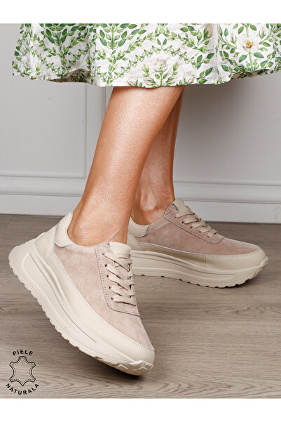 ANGEL BLUE NOU Pantofi sport din piele naturală cu design contemporan 1814 cream