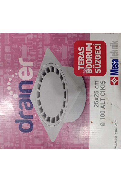 teras banyo bodrum yer süzgeci 100lük 25x25 mm alt çıkış