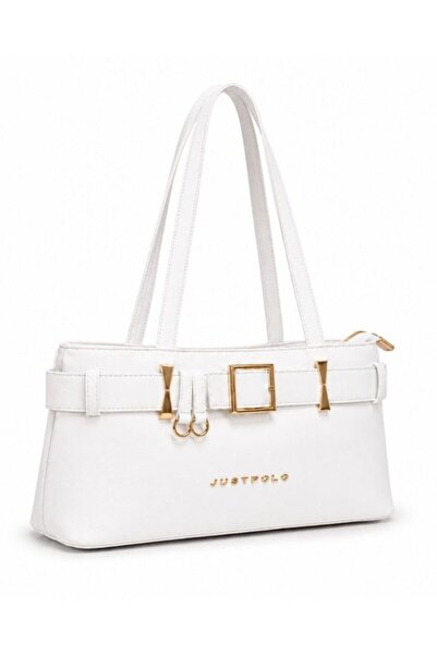 Just Polo Women's Hand and Shoulder Bag with Buckle, Gold Accents, Square Zip...