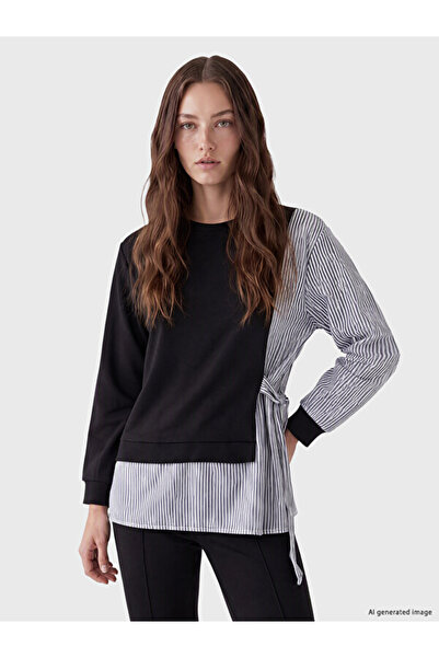 LC Waikiki Rmz Gi̇yi̇m Farkiyla Striped Soft Touch Women's Sweatshirt Tunic