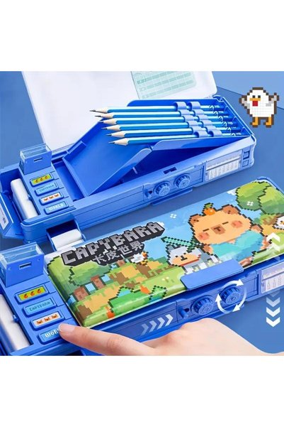 BABUN Capybara Capybara Pencil Case Box Pen Holder with Combination Lock Button Drawer Sharpener