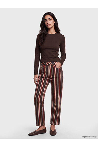 LC Waikiki Esvab • Modern & Distinctive Striped Straight Fit Women's Jean Pants