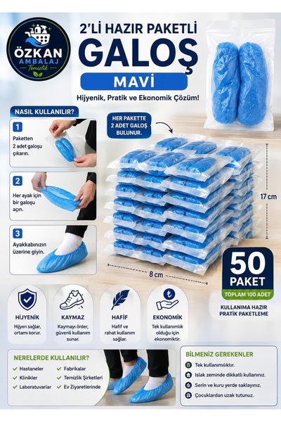 Özkan Ambalaj Temizlik 1 Çift X 50 Paket 100 Adet Hazır Paketlenmiş Hijyenik ...