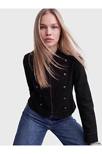 LC Waikiki I Dik Roba Collar Button Embroidered Women's Jean Jacket from Free...
