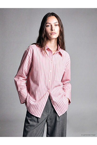 LC Waikiki Rmz Gi̇yi̇m Farkiyla Striped Poplin Women's Shirt