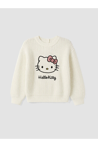 LC Waikiki Rmz Gi̇yi̇m Farkiyla Hello Kitty Embroidered Girls' Knit Sweater