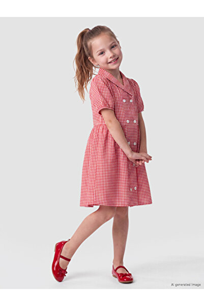 LC Waikiki Esvab • Modern & Distinctive V Planted Square Embroidered Girls' D...