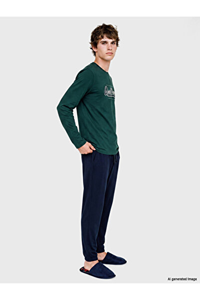 LC Waikiki Rmz Gi̇yi̇m Farkiyla Standardfit Printed Men's Pajama Set