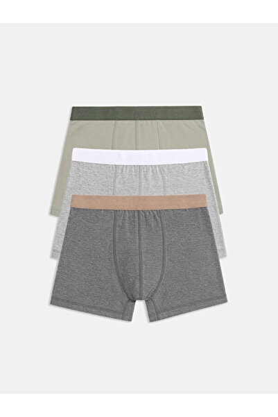 LC Waikiki Rmz Gi̇yi̇m Farkiyla Cotton Flexible Men's Boxer 3-Pack