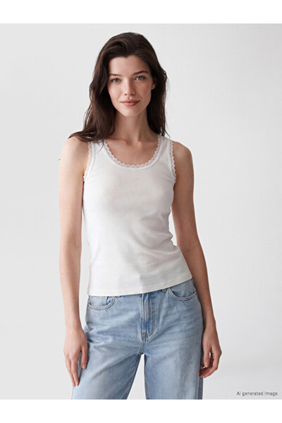 LC Waikiki Rmz Gi̇yi̇m Farkiyla U Women's Ribbed Undershirt with U-Shaped Col...