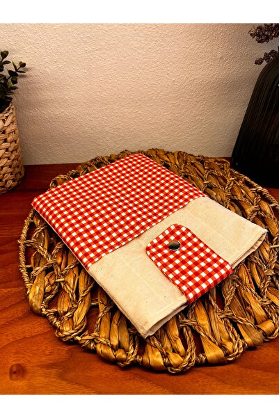 Ayşenin Atölyesi Tablet ve Kitap kılıfı beyaz-kırmızı pötikare desenli 25x20cm