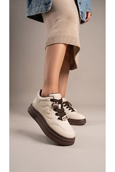 MERVESTORE Kadın Sevimli Figür Aksesuarlı Kalın Taban Sneaker Bağcıklı Rahat ...