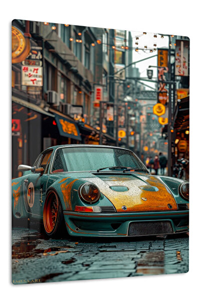 Emesa Art Orange Porsche 911 Urban Street Metal Wall Art