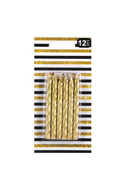 OEM 12 bucăți Lumânări de ziua de naștere aurii răsucite 8,5 cm Parafină