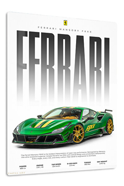 Emesa Art Green Ferrari Supercar Poster Metal Wall Art