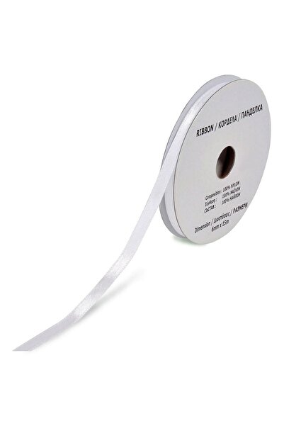 OEM Panglică de nailon satinată albă de 10m x 6mm pentru împachetat cadouri