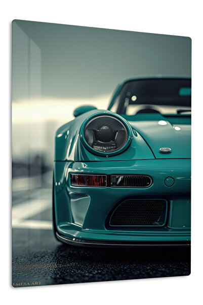 Emesa Art Green Porsche 911 Front Detail Metal Wall Art