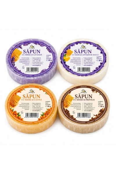 ApiCocktail Pachet de săpunuri cu miere StrongLife – 4 varietăți, 4 × 80 g