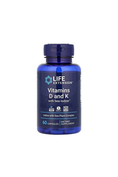 Life Extension فيتامينات د وك مع اليود البحري - 60 كبسولة