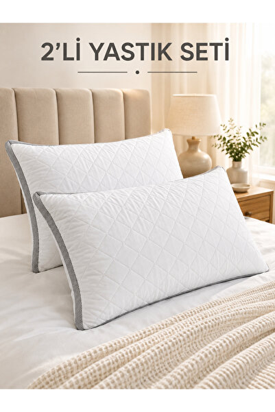 Lenaline Home Textile Kapitone 2’li Yastık Seti Yumuşak ve Konforlu Uyku Yastığı