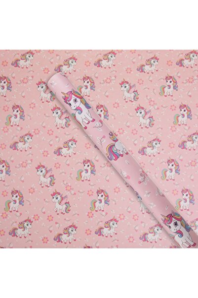 OEM Rolă de hârtie de împachetat cu unicorn roz și flori 150x70cm