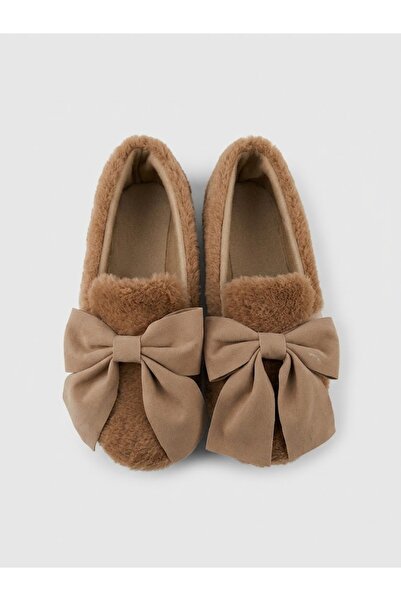ZARICH Nora Soft Plush Non-Slip Sole Women's Ballerina Slippers with Bow Acce...
