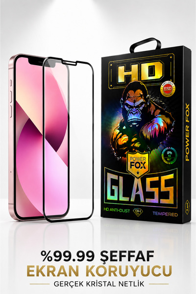 Powerfox Premium Serisi | iPhone 13/13PRO/14/16E/17E Uyumlu | 45 KG Kenar Basınç Dayanımlı Ekran Koruyucu